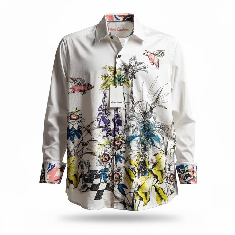 Robert Graham When Pigs Fly NWT Shirt 3XL Tropical Embroidered $348